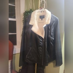 Torrid Pleather Sherpa Jacket - Plus Size 2 XXL